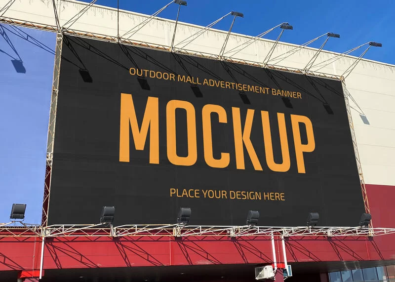 Free Outdoor Mall Advertisement Banner Mockup