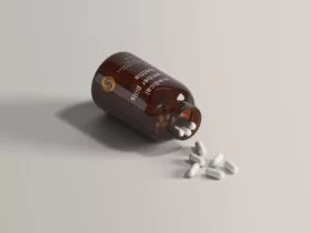 Amber Medical Bottle Free Mockup