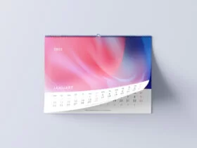 Free Horizontal A3 Wall Calendar Mockup