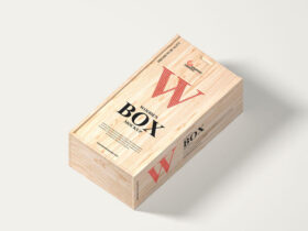 Modern Packaging Wooden Box Free Mockup