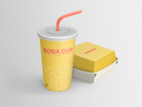 Soda Cup & Burger Box Free Mockup