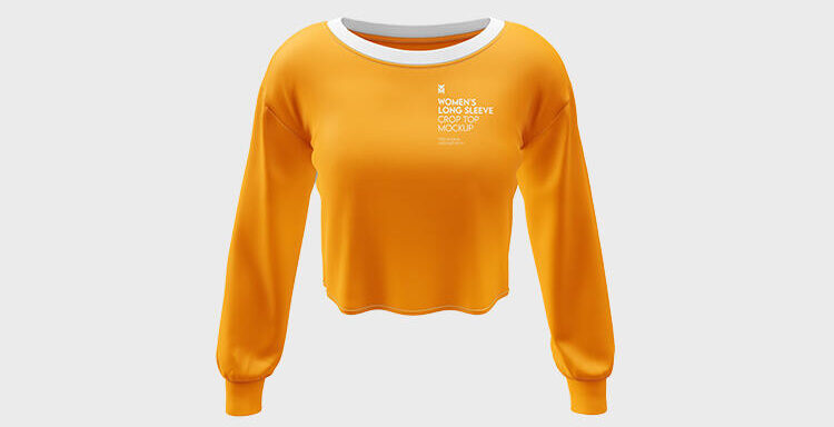 Women’s Long Sleeve Crop Top Free Mockup
