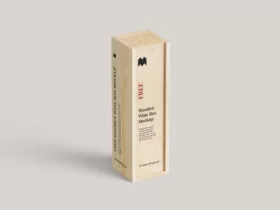 Wooden Wine Box Free Mockup