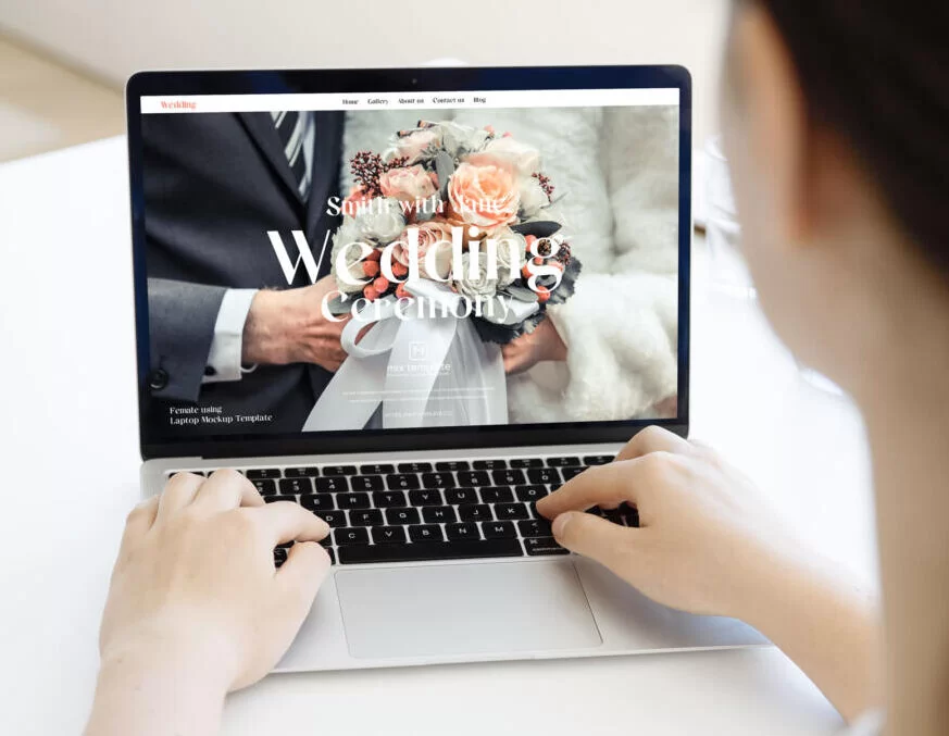 Female Using Laptop Free Mockup