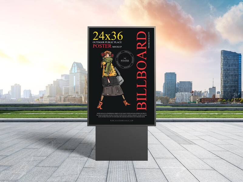 Free Outdoor Public Place Billboard Poster Mockup