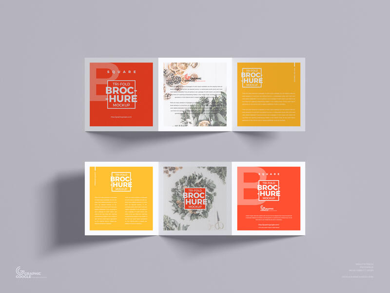 Free Square Tri-Fold Brochure Mockup