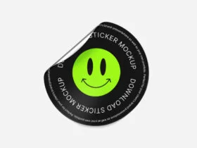 Peeling Off Sticker Free Mockup