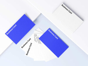 Top View Business Cards Free Mockup