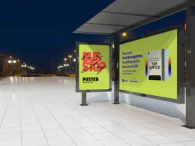 Free Bus Stop Poster Mockup