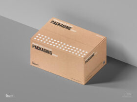 Free Cargo Delivery Box Packaging Mockup