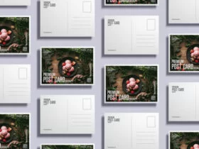 Grid Post Card Free Mockup