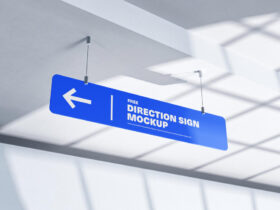 Hanging Direction Sign Free Mockup