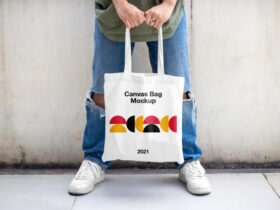 Men Holding Canvas Bag Free Mockup