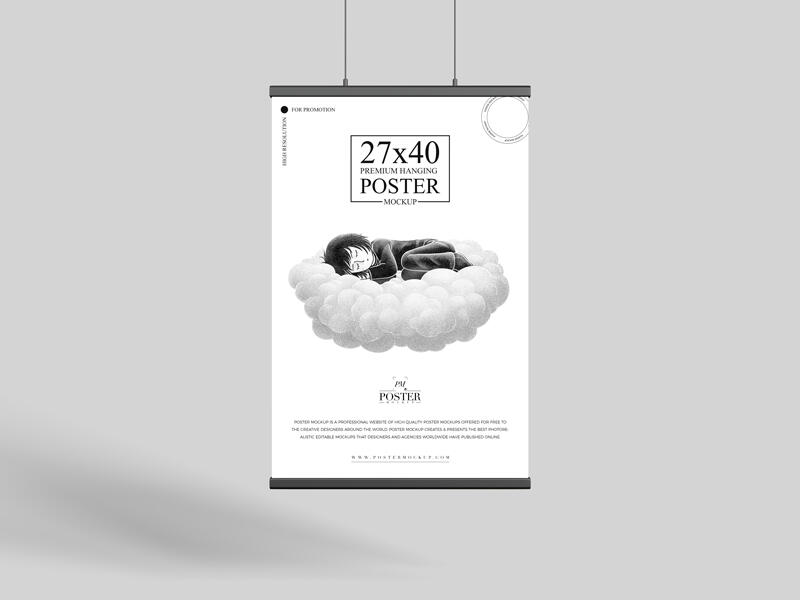 Premium 27×40 Hanging Poster Free Mockup