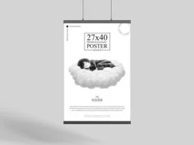 Premium Advertising Hanging Poster Free Mockup