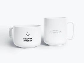 2 Ceramic Cups Free Mockup