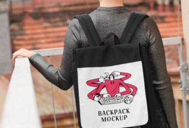 Backpack on Women Free Mockup