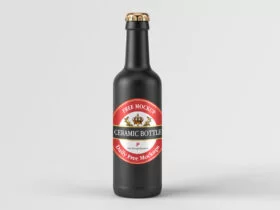 Free Ceramic Beverage Bottle Mockup