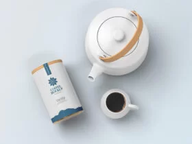 Free Coffee Tin Jar Packaging Mockup