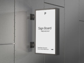 Free Vertical Logo Sign Board Mockup