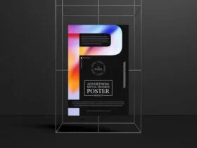 Metal Framed Advertising Poster Free Mockup