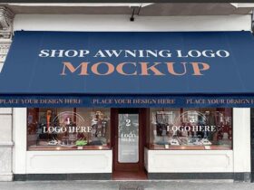 Free Shop Awning Logo Mockup