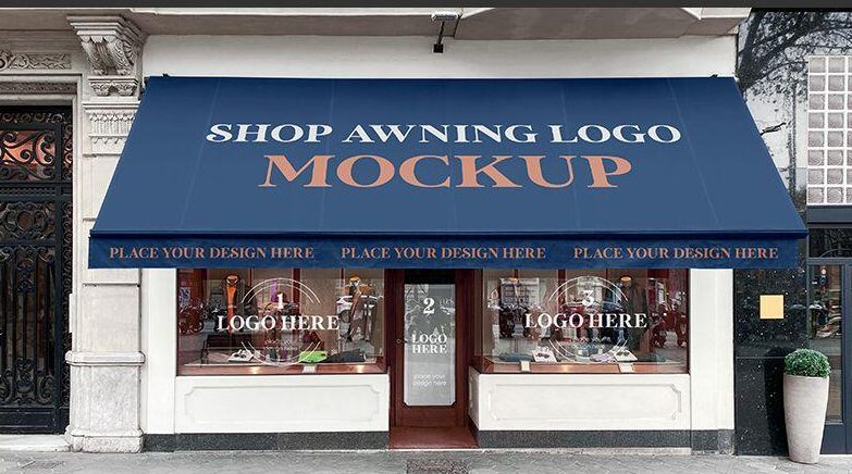 Free Shop Awning Logo Mockup