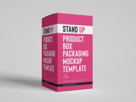 Free Stand Up Product Box Packaging Mockup