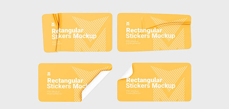 Rectangular Stickers Free Mockup