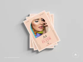 Top View Premium A4 Flyer Free Mockup