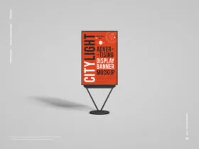 Free Citylight Advertising Display Banner Mockup