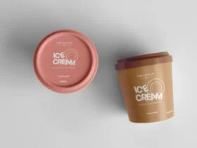 Free Ice Cream Round Tub Mockup