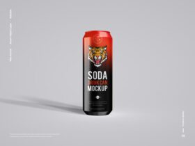 Standing Up Soda Drink Tin Can Free Mockup