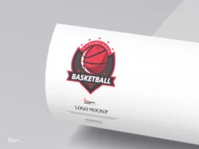 Free Curved Paper Logo Mockup