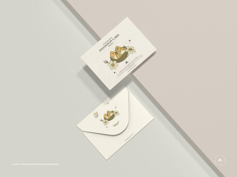 Free Envelope With Invitation Card Mockup