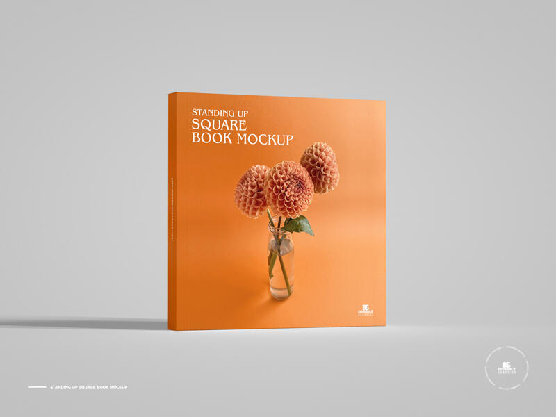 Free Standing Up Square Book Mockup