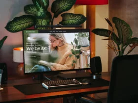 Free Workstation Monitor Screen Website Mockup